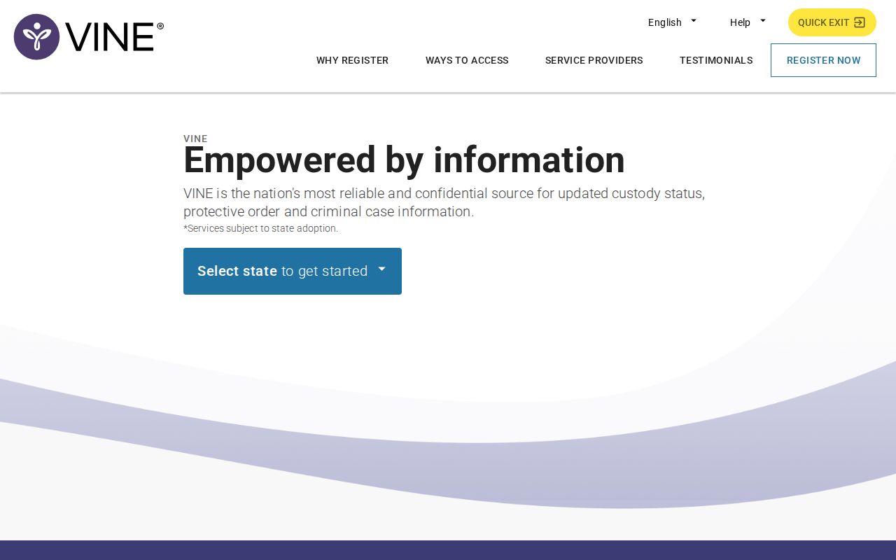 VINELink state selector used to check Alabama participation
